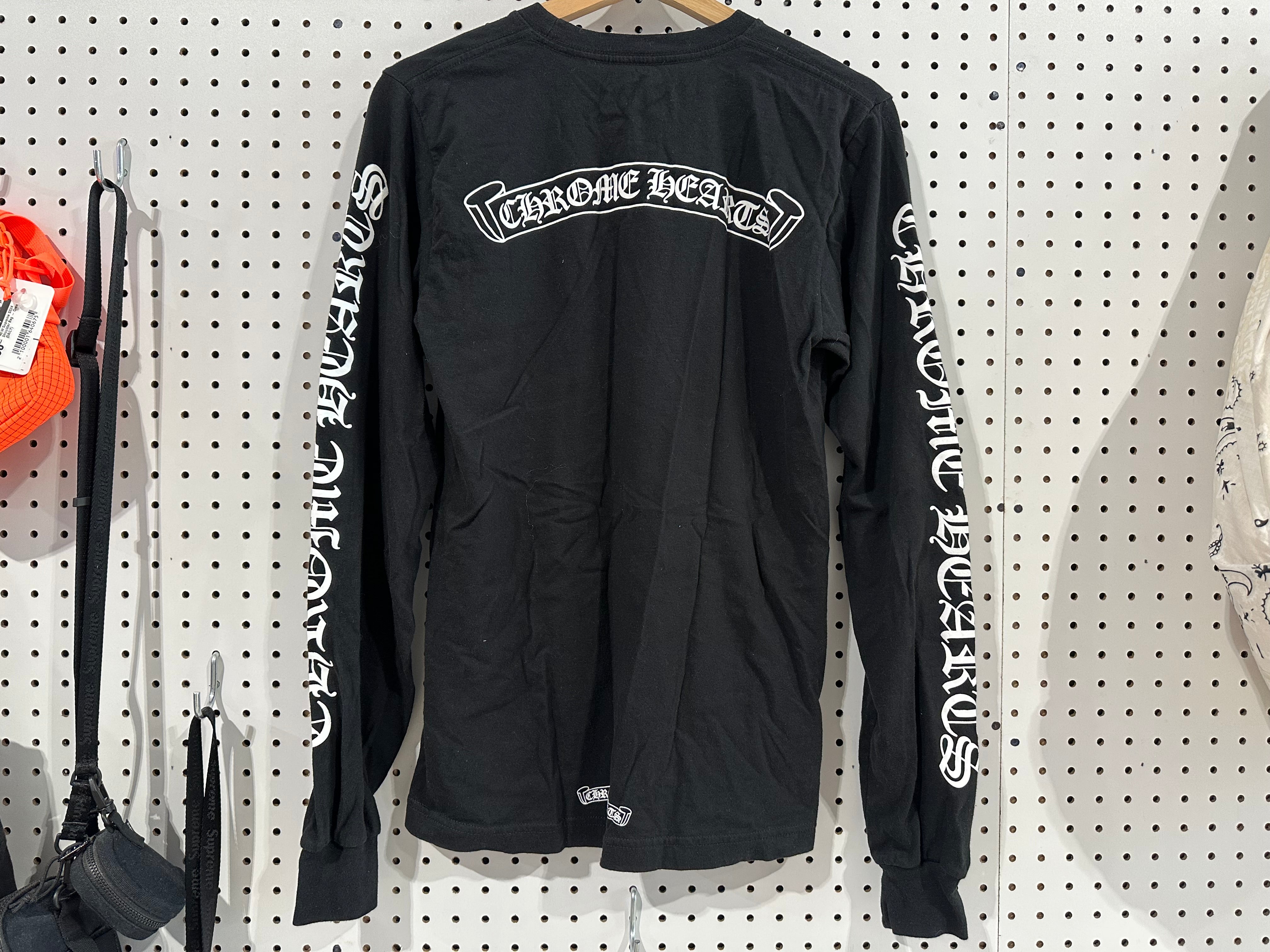USED Chrome Hearts L/S Pocket Tee - Black Size Small