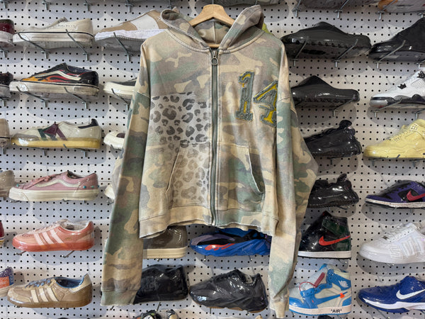 NEW Vale Cheetah Camo Zip Up Hoodie Size XL