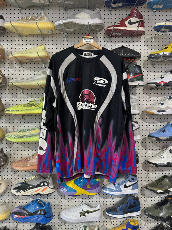 USED Bape Longsleeve Soccer Jersey - Black Size Large