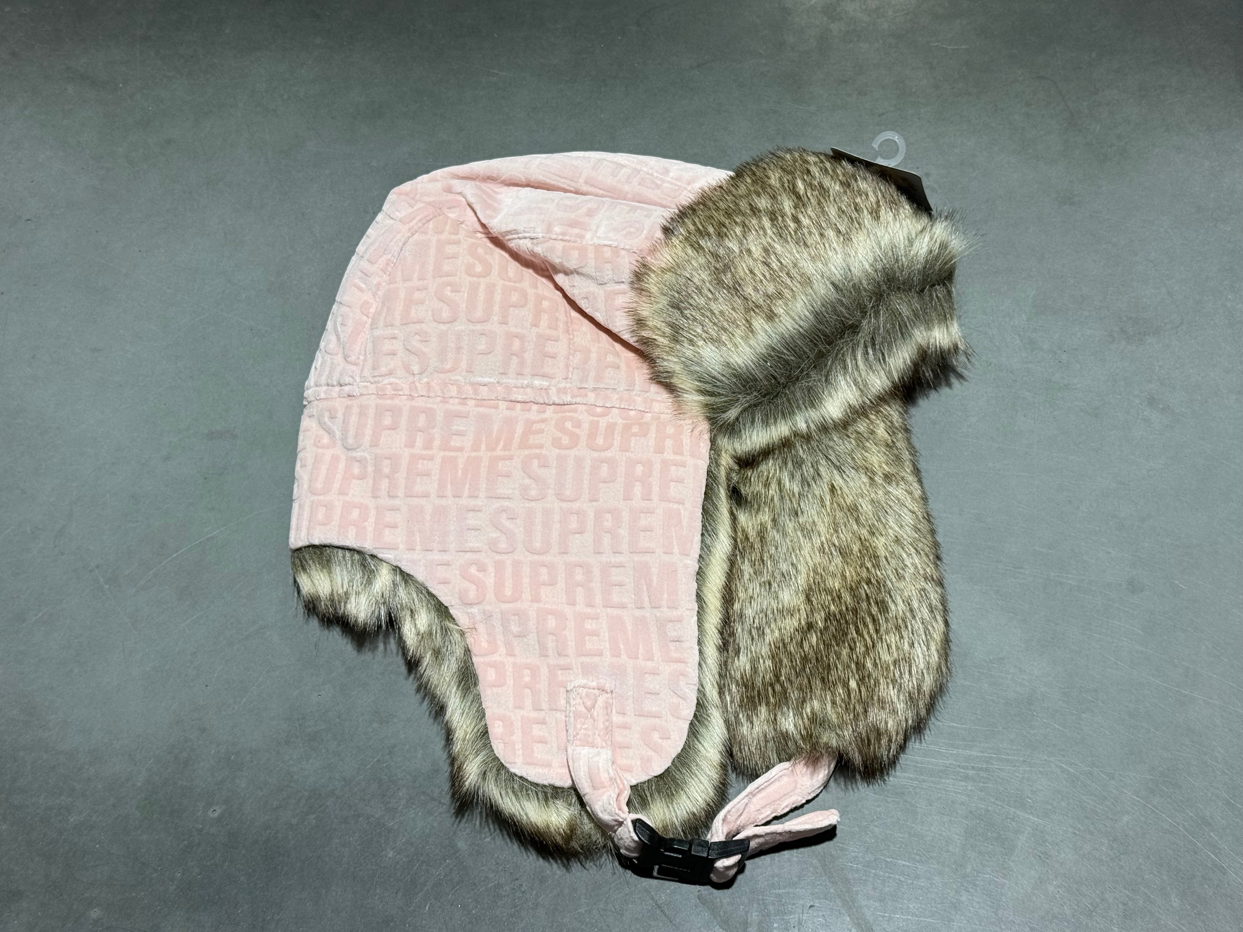 NEW Supreme Velvet Pattern Trooper Hat - Pink