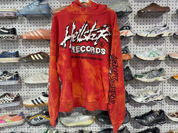 NEW Hellstar Records Lava Wash Hoodie - Red Size Large
