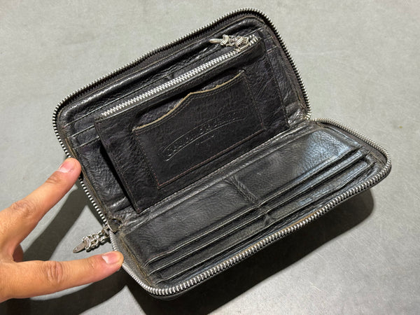 USED Chrome Hearts Double Fleur Zip Wallet
