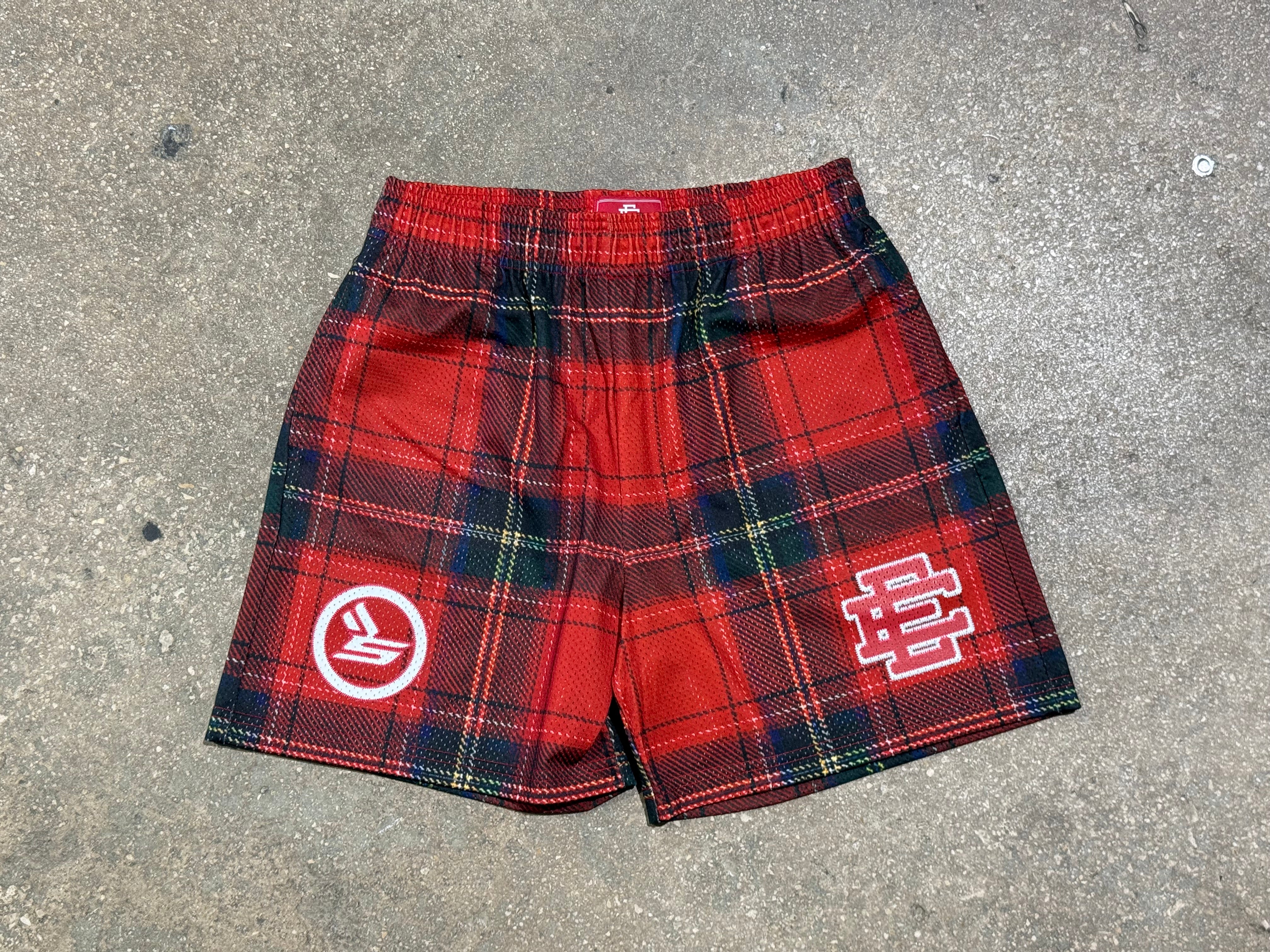 NEW Eric Emanuel/Sicko EE Mesh Shorts - Red Plaid Size Large