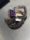 CLEAN B.B. Simon Double Row Croc Crystal Belt - Purple Size 32