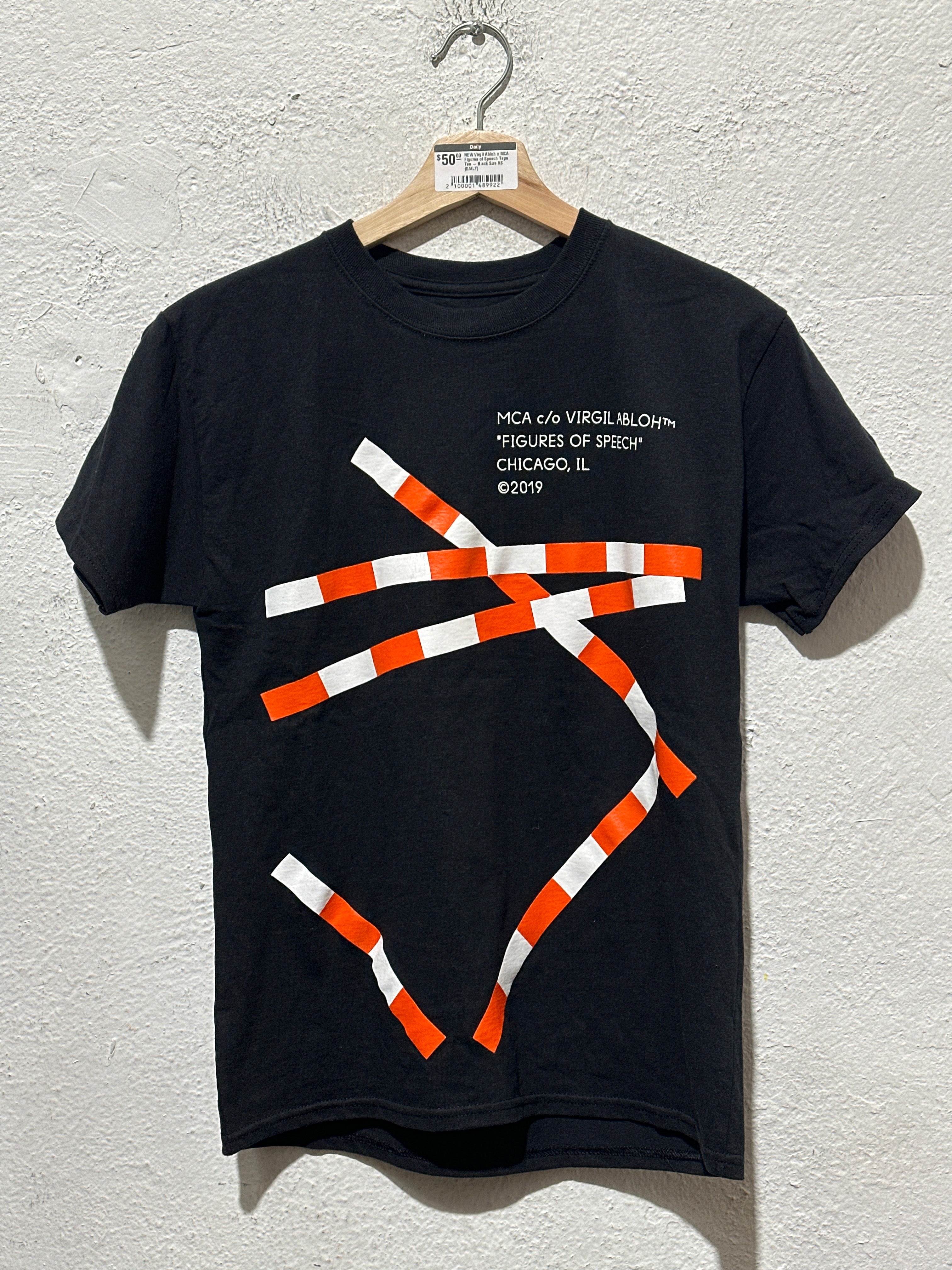 NEW Virgil Abloh x MCA Figures of Speech Tape Tee - Black Size XS