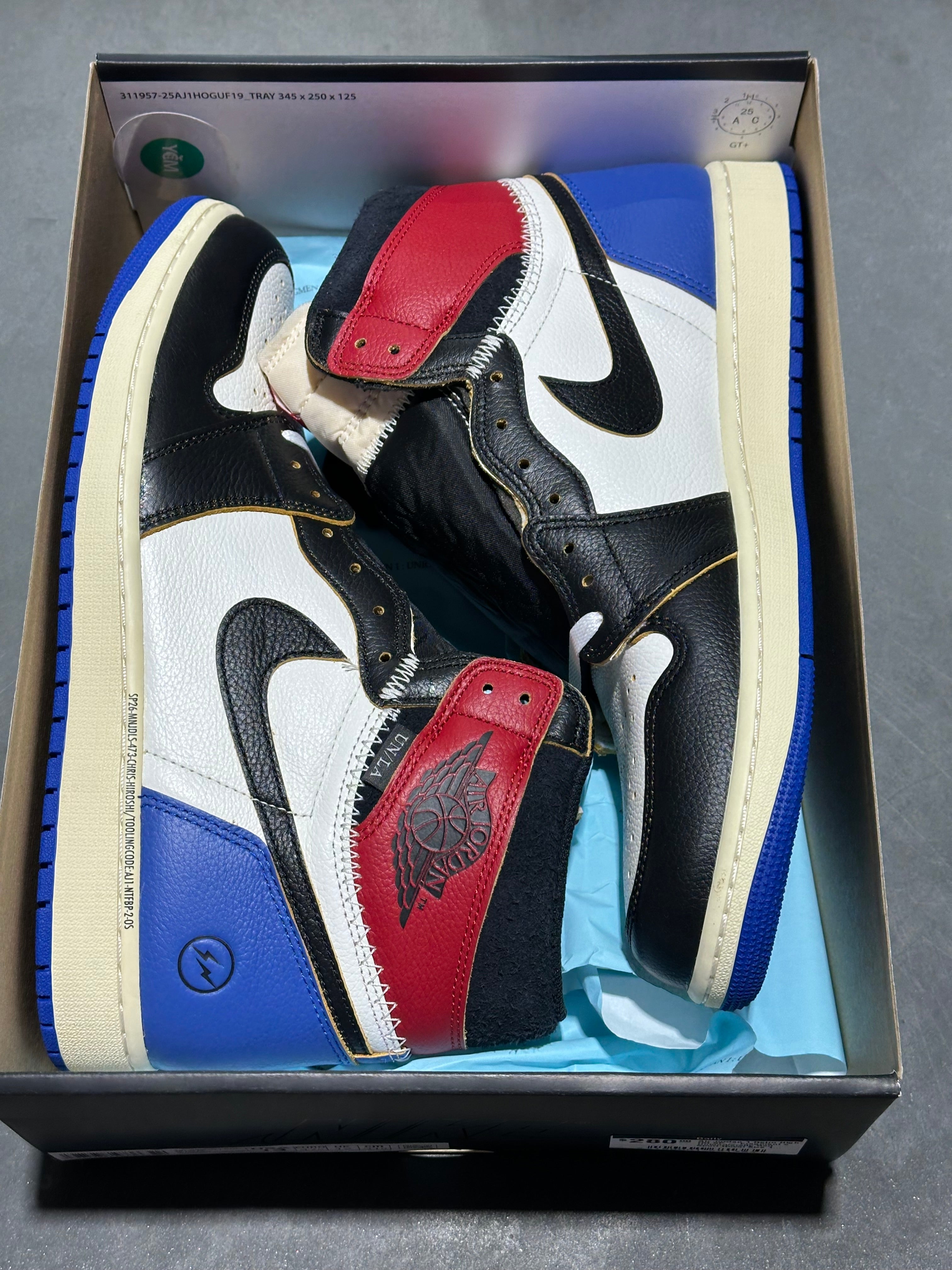 Air Jordan 1 Retro High OG SP - Fragment x Union/Varsity Red Sport Royal Size 13