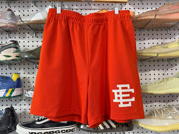 USED Eric Emanuel Mesh Shorts - Orange/White Size Large