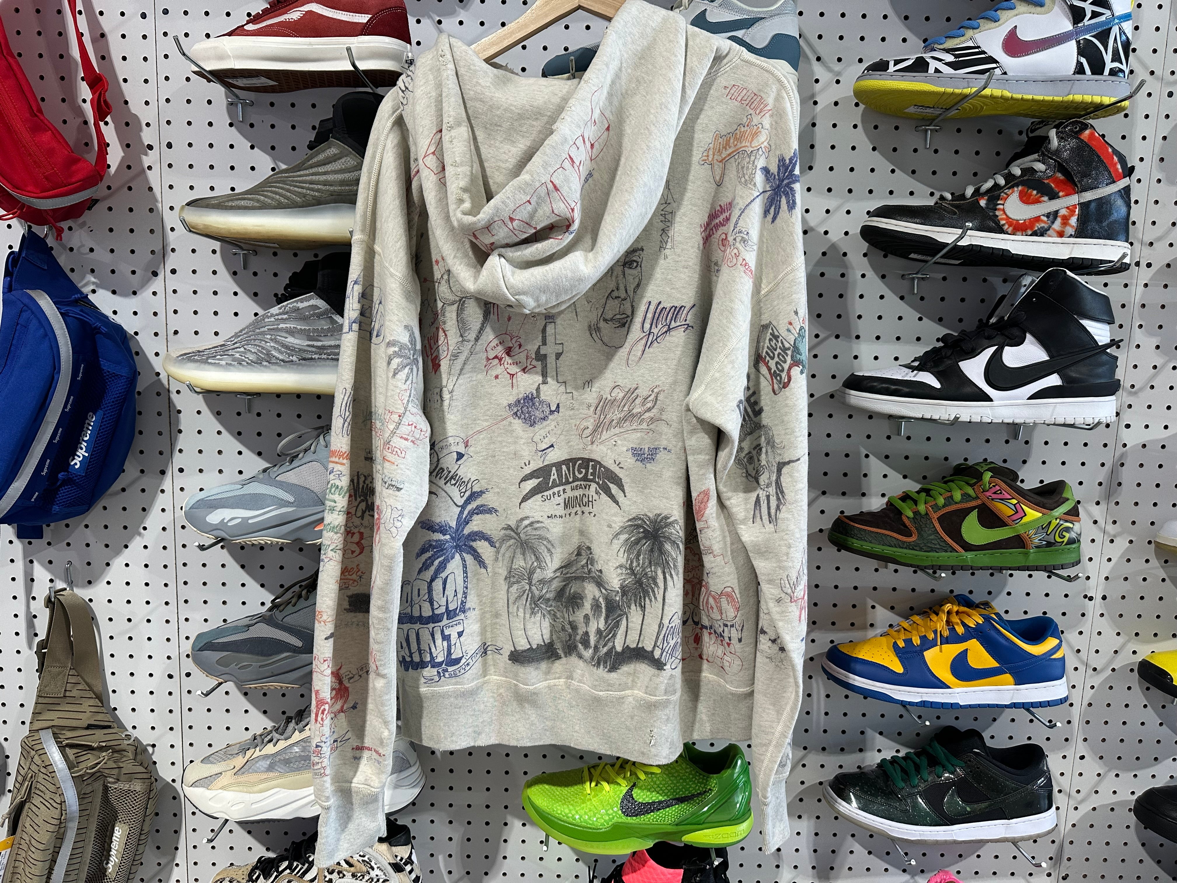 Clean Saint Michael x Born & Raised Hooded Sweatshirt Hoodie - Grey Size XL