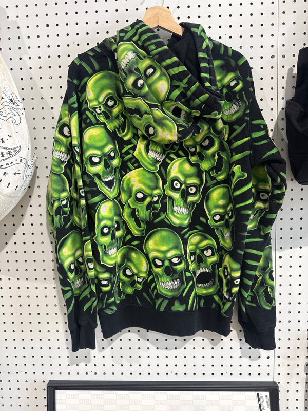 USED Supreme Skull Pile Hooded Sweatshirt - Green Size Medium