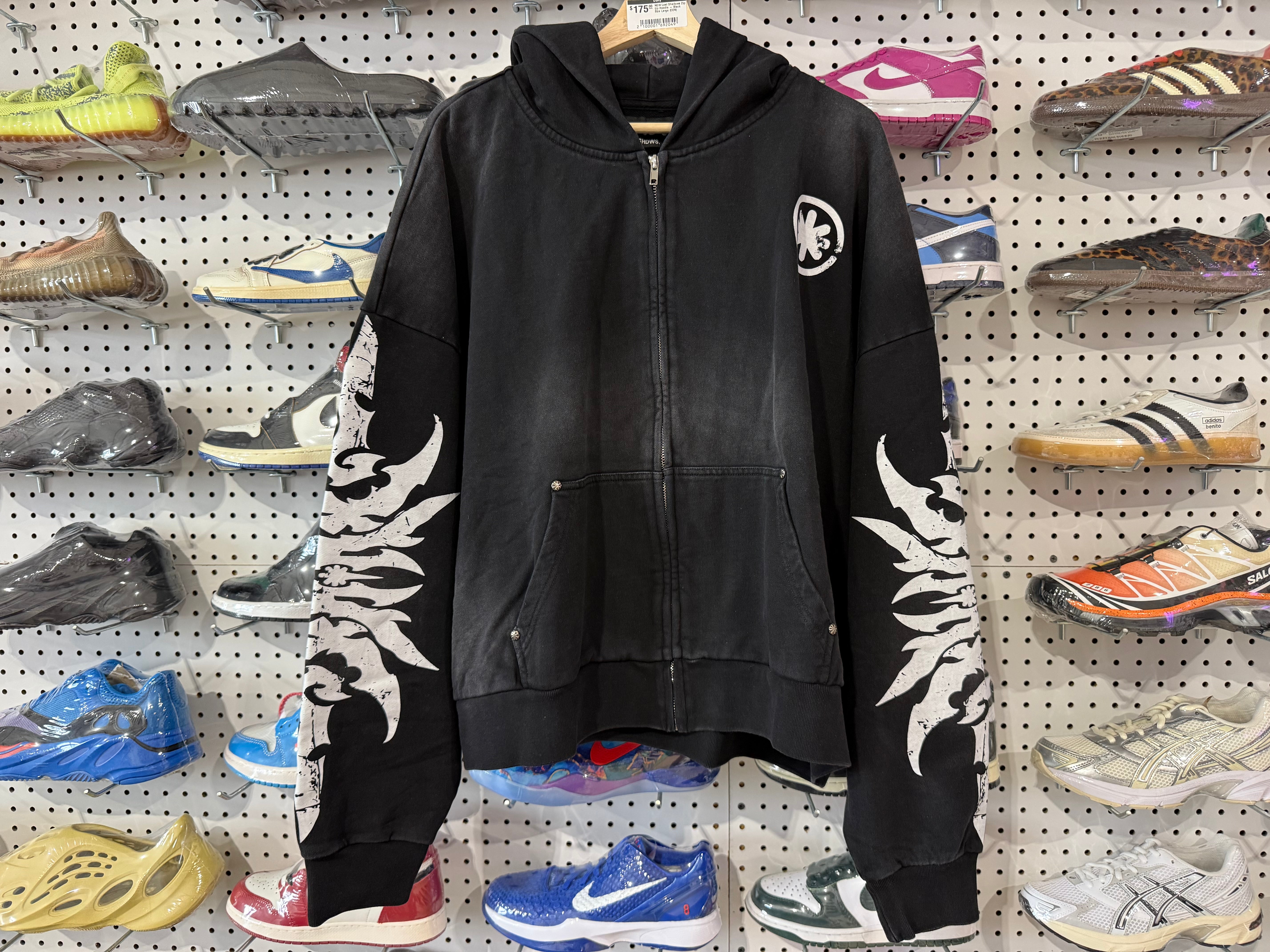 NEW Lost Shadows Zip Up Hoodie - Black Size Large