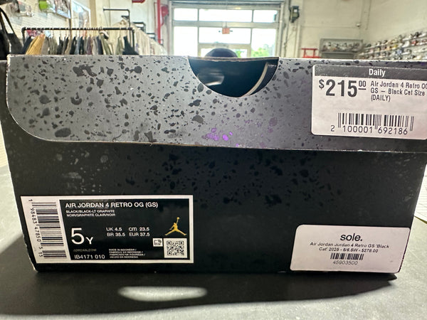 Air Jordan 4 Retro OG GS - Black Cat Size 5Y