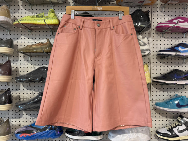 NEW HMDD Lamb Chop Leather Shorts - Pale Pink Size Medium