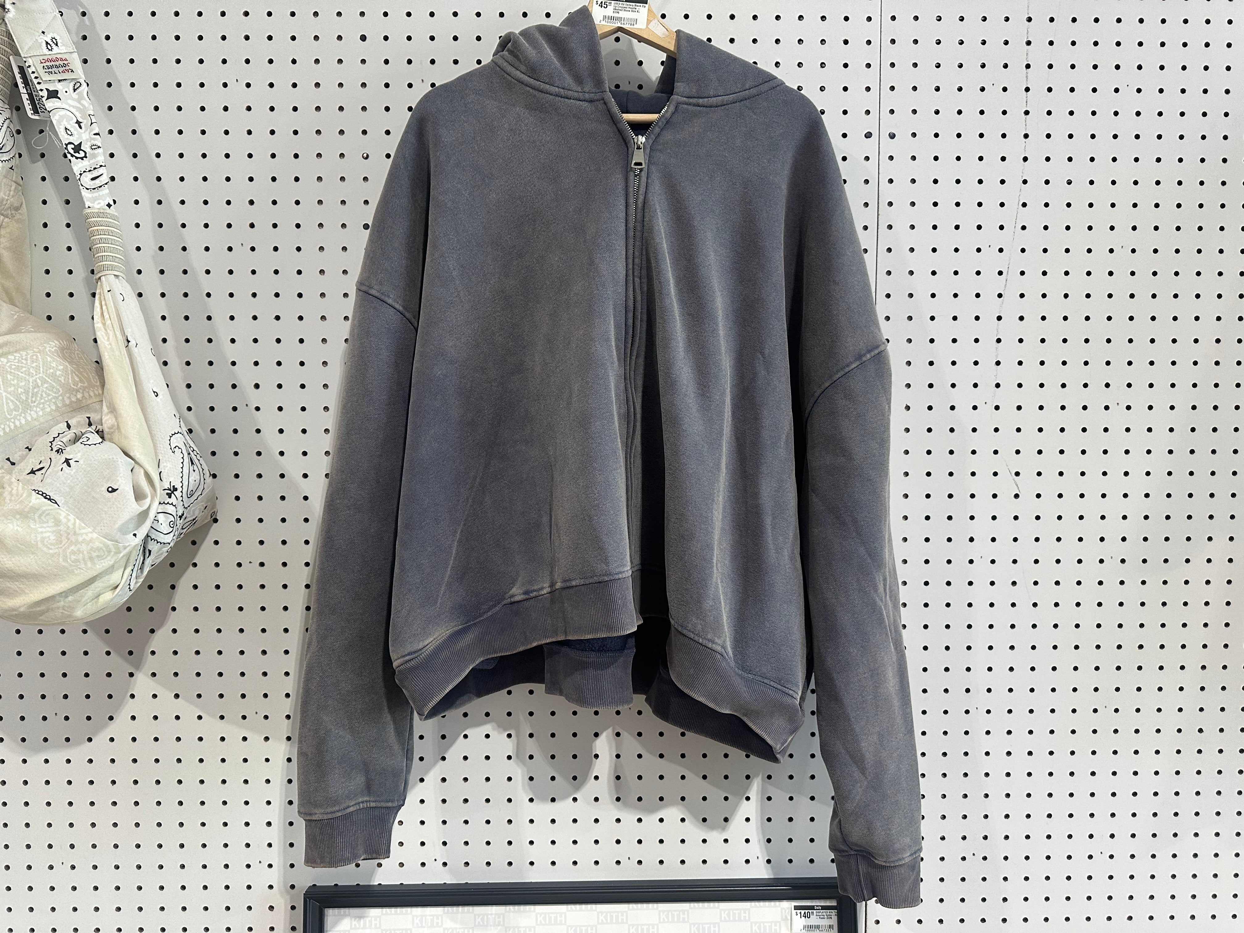 USED GV Gallery Blank Zip Up Cropped Hoodie - Washed Stone Size XL