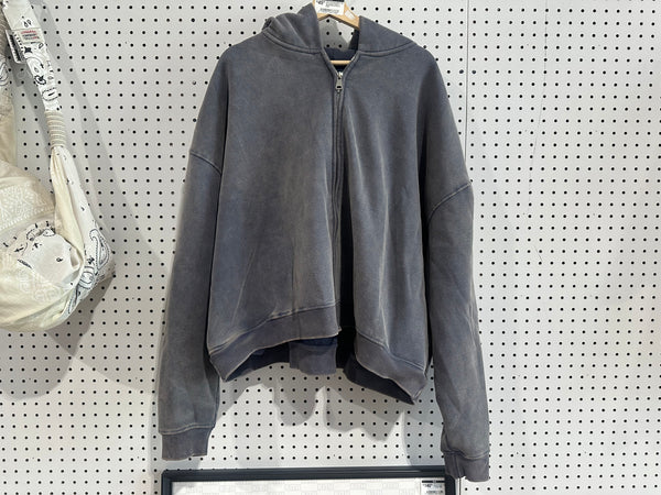 USED GV Gallery Blank Zip Up Cropped Hoodie - Washed Stone Size XL