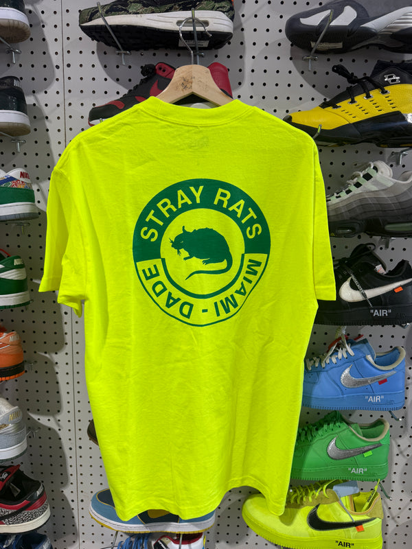 NEW Stray Rats Miami Dade Logo - Neon Yellow /Green Size Large