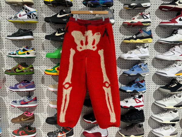 NEW Kapital Bone Pattern Boa Fleece Easy Pants - Red Size 4