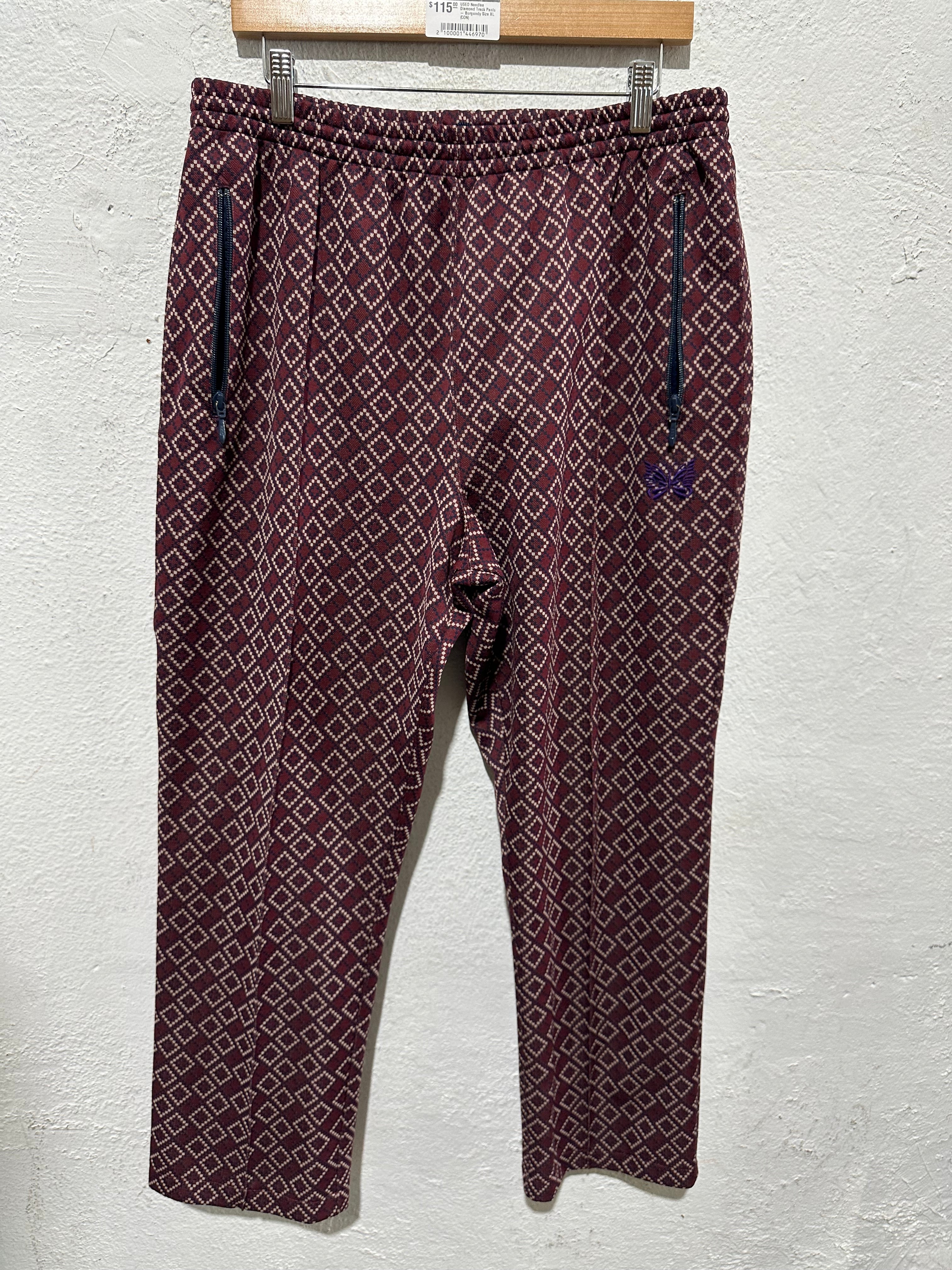 USED Needles Diamond Track Pants - Burgundy Size XL