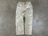USED Distressed Carharrt Double Knee Pants - Faded Khaki Size 33x31