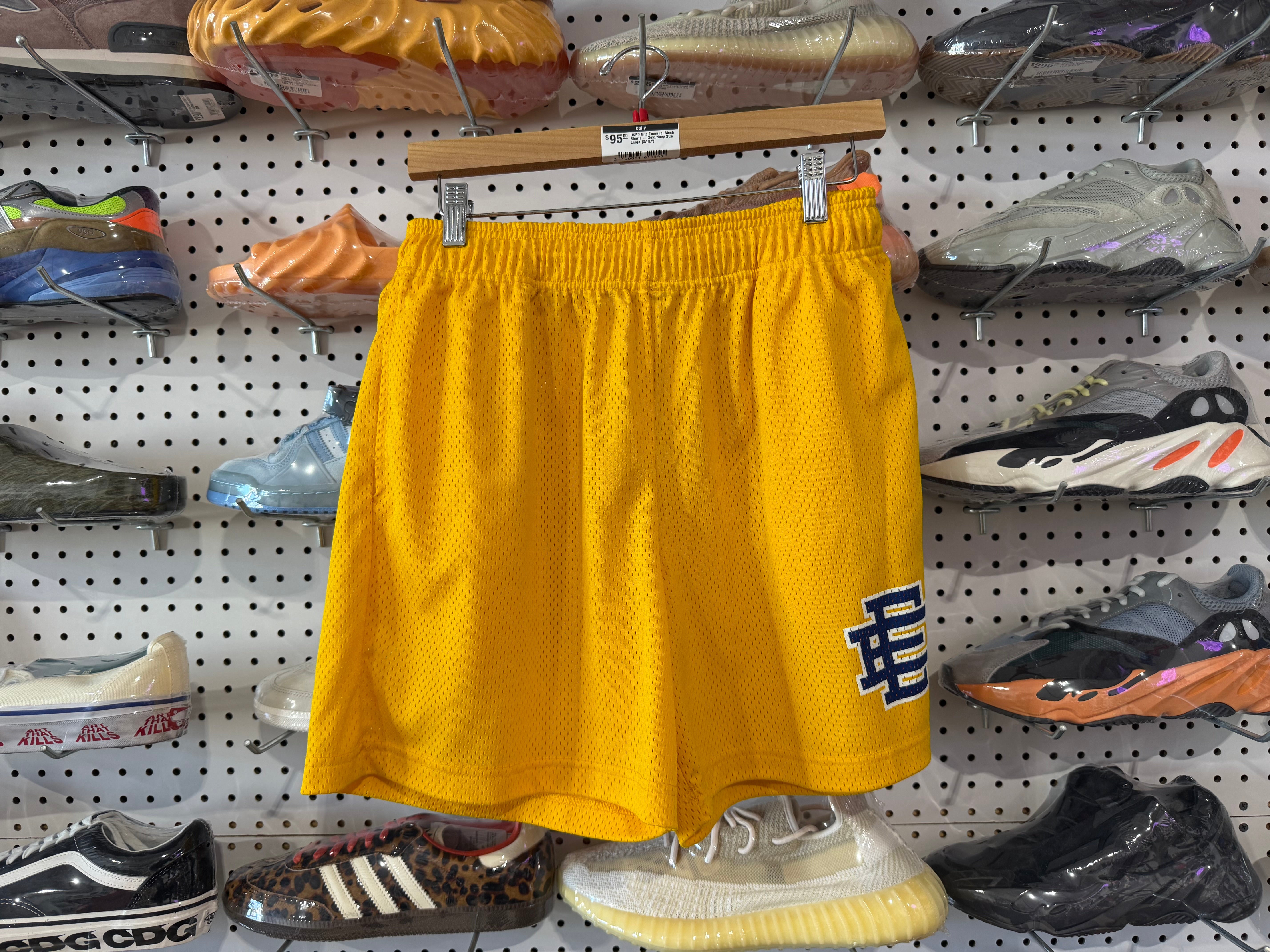 USED Eric Emanuel Mesh Shorts - Gold/Navy Size Large