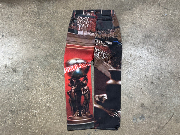 USED Supreme Scarface the World Is Yours 5-Pocket Jeans - Red Size 30