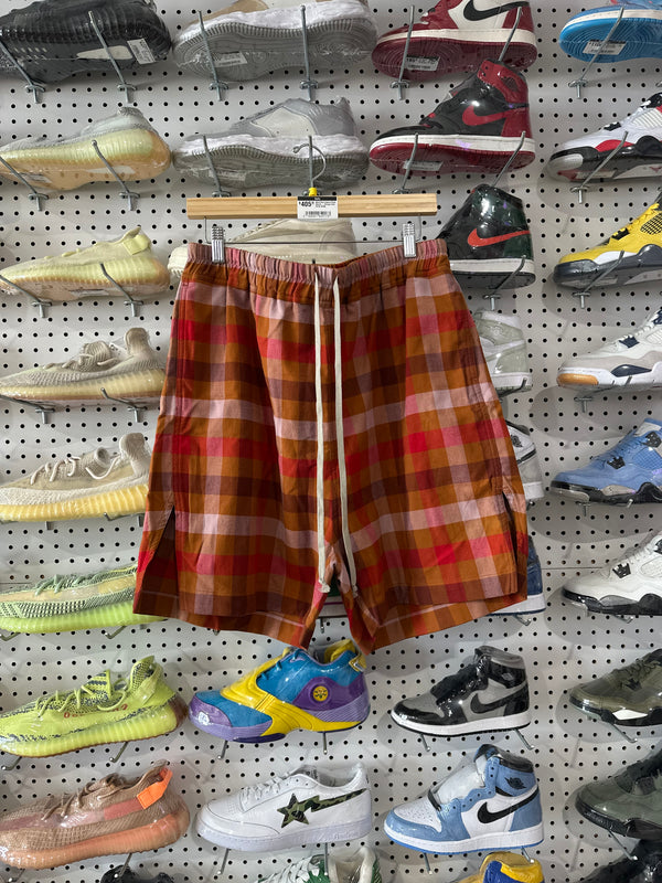 NEW Rick Owens Plaid Shorts - Orange Size 42US