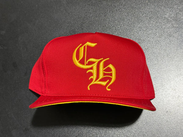 NEW Chrome Hearts 5 Panel Snapback - Red/Yellow