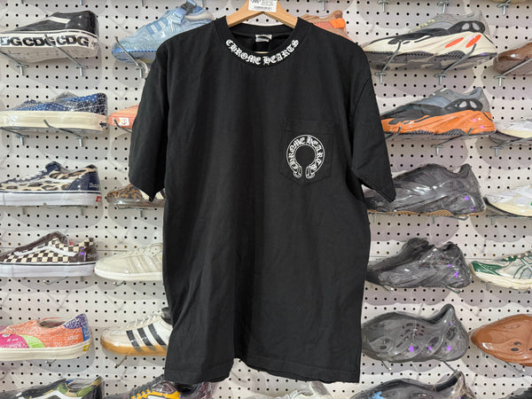 USED VTG Chrome Hearts Back Cross Pocket Tee - Black Size Large