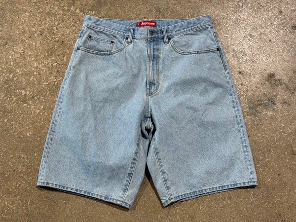 USED Supreme Denim Jean Shorts - Light Wash Size 34