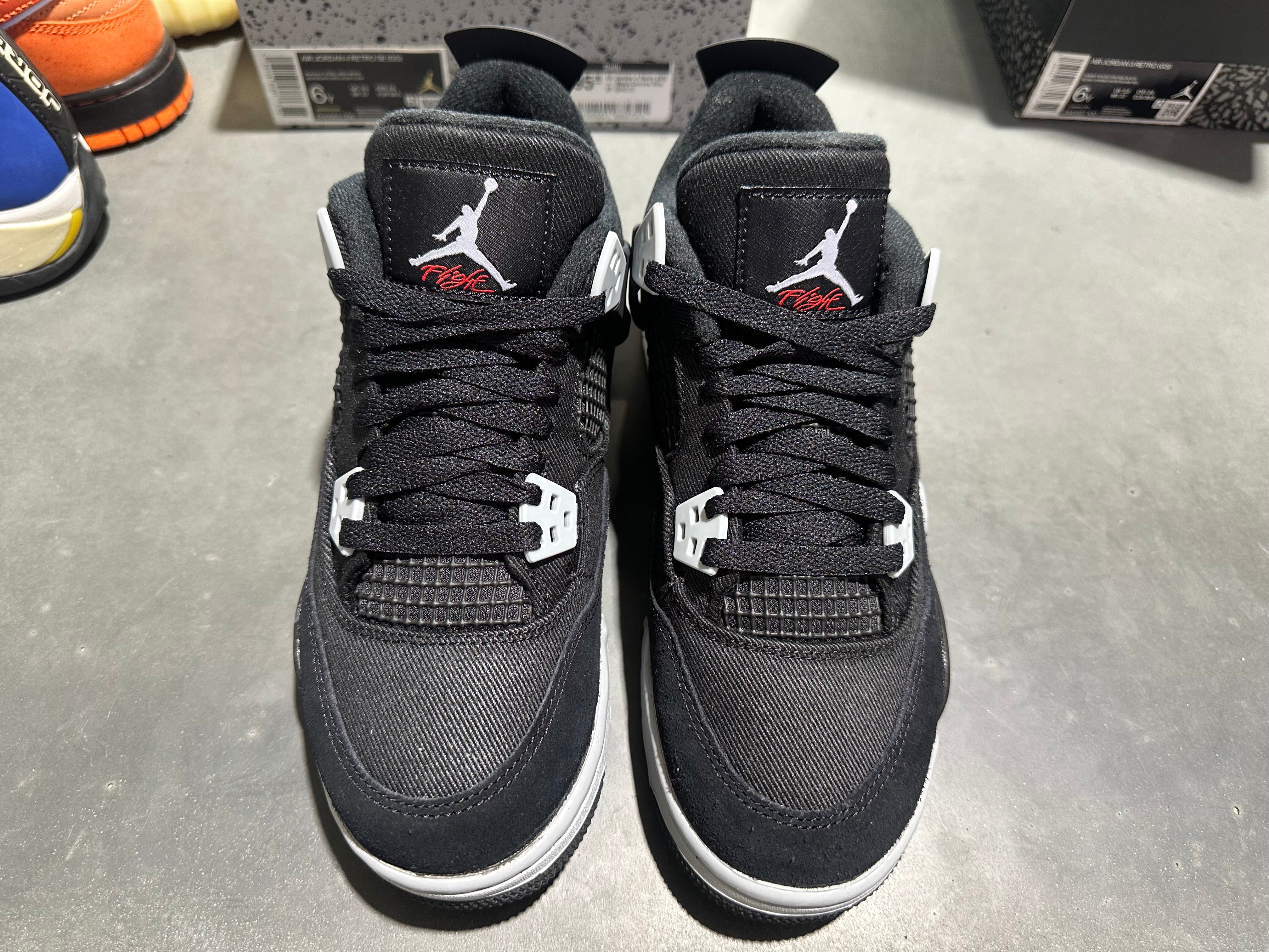 Air Jordan 4 Retro (GS) -  Black Canvas Size 6Y