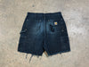 USED Distressed Carhartt Double Knee Shorts - Black Size 34
