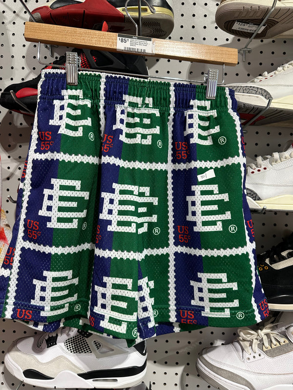 USED Eric Emanuel EE Basic/Core Stamp Short - Green/Blue Size Small