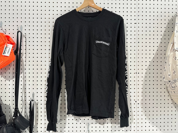USED Chrome Hearts L/S Pocket Tee - Black Size Small