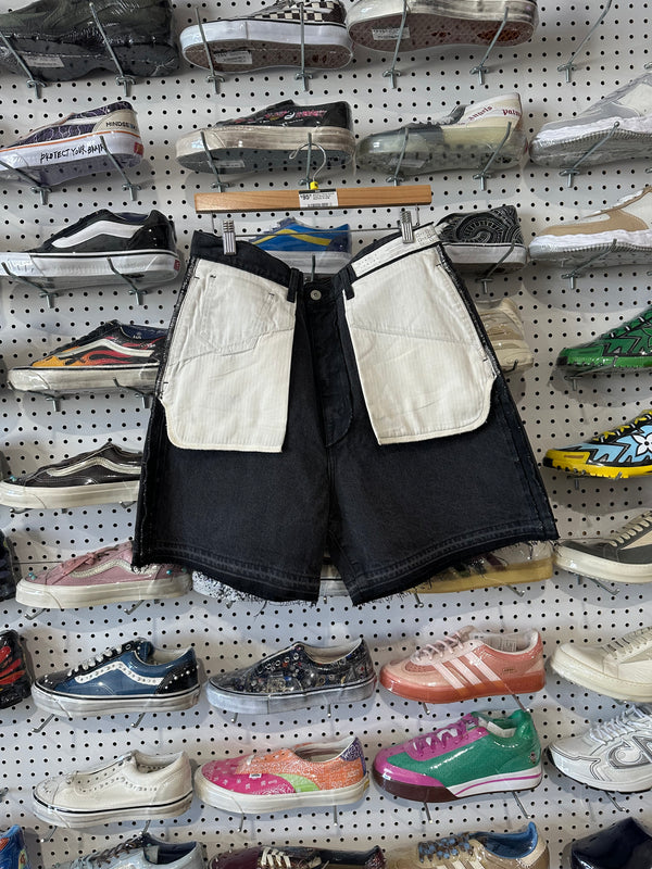 NEW Kuro Denim Outside Pocket Denim Shorts - Black Size 34