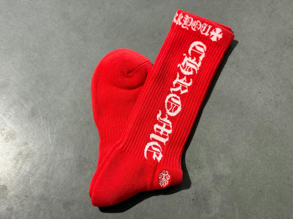 NEW Chrome Hearts Socks - Vertical Logo/Red