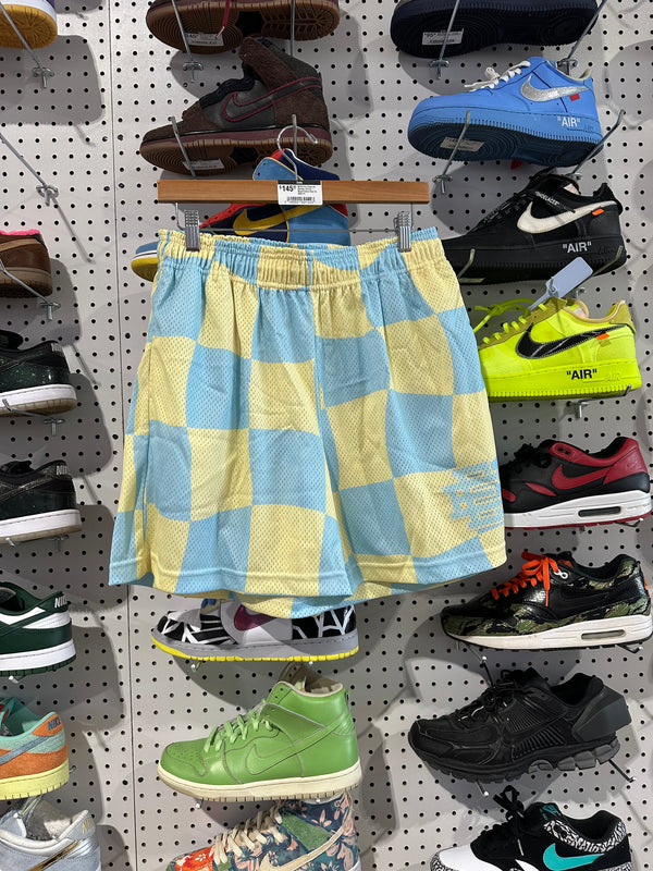 NEW Eric Emanuel Damier Shorts - Blue/Yellow Size XL