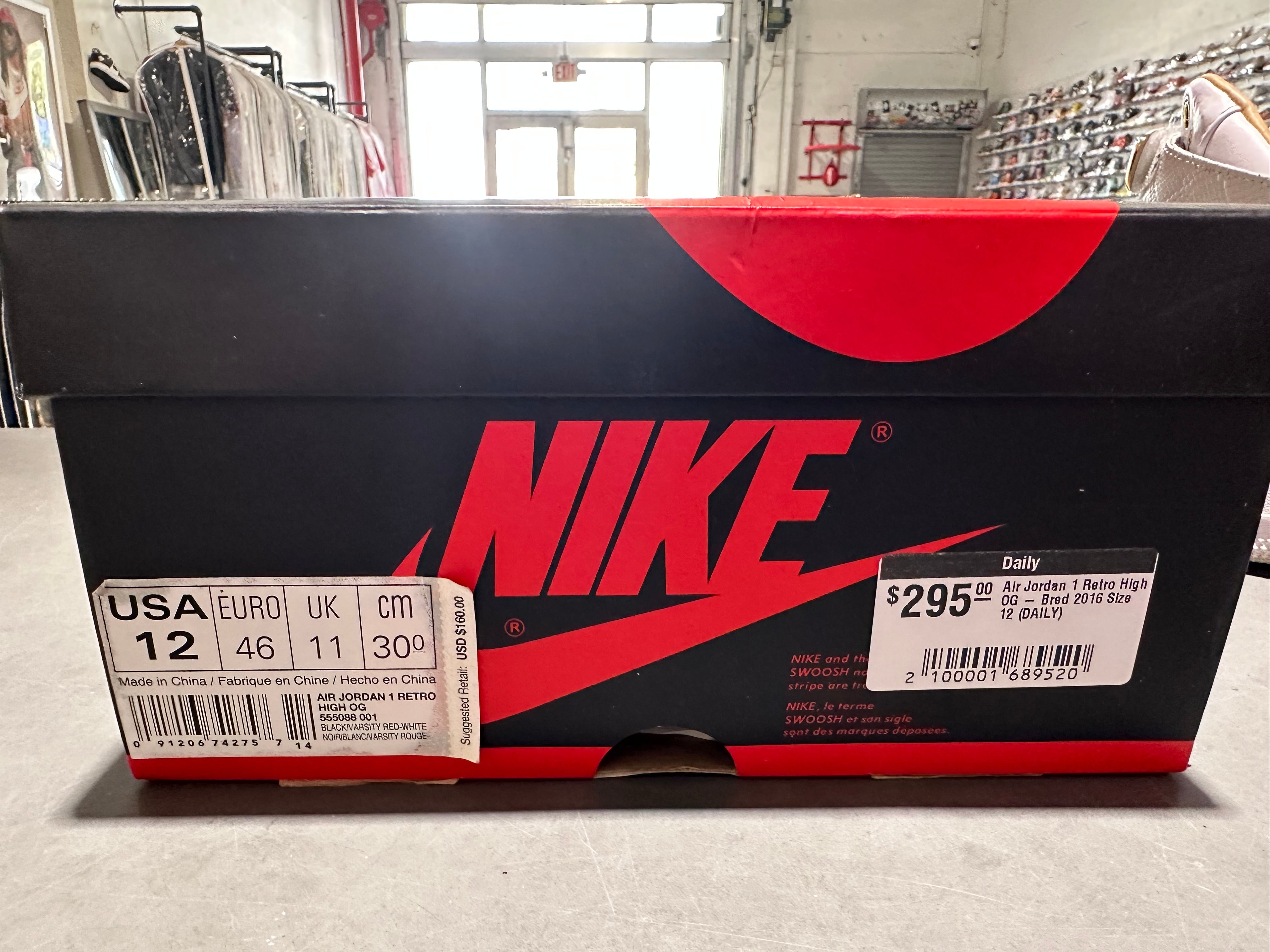 Air Jordan 1 Retro High OG - Bred 2016 Size 12