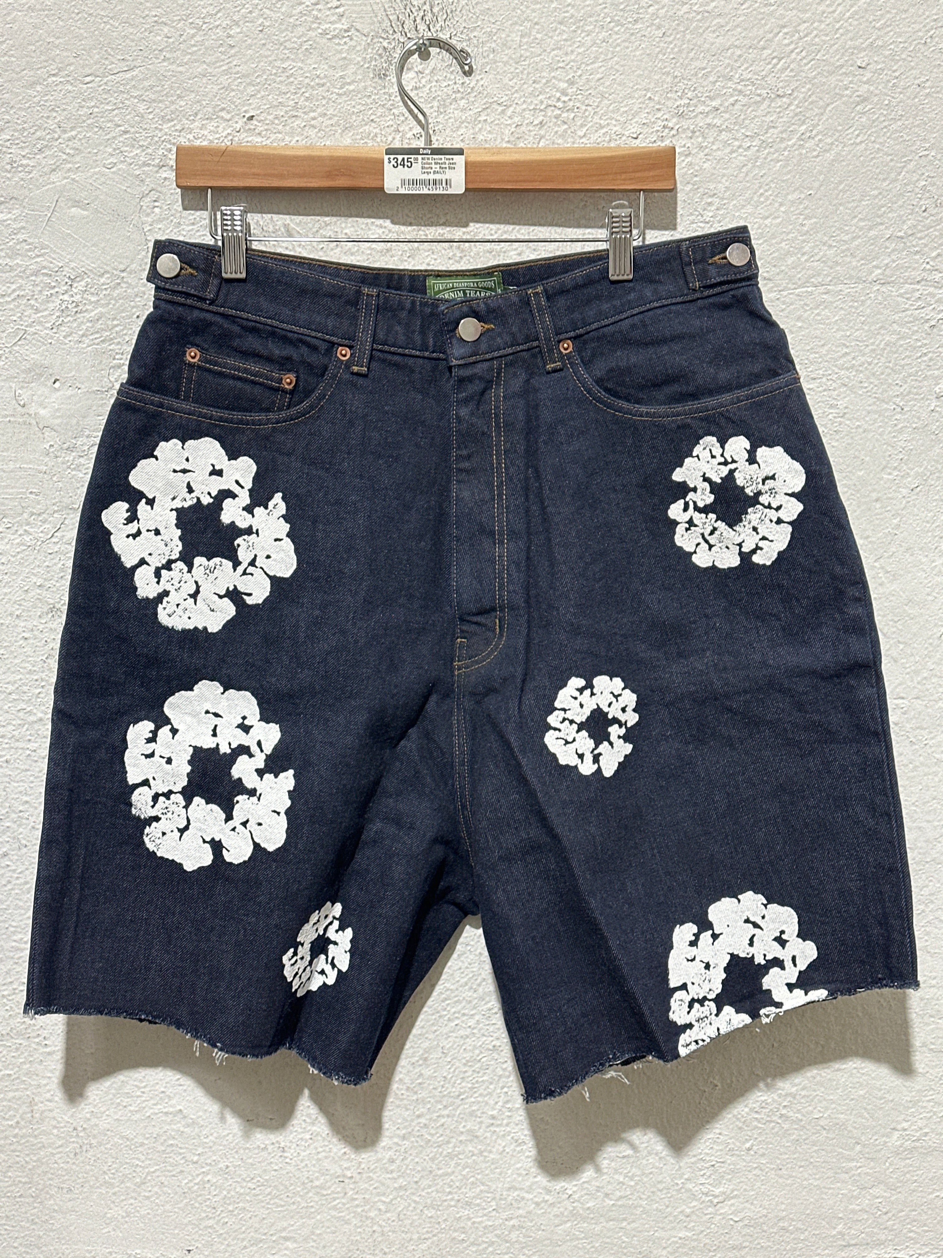 NEW Denim Tears Cotton Wreath Jean Shorts - Raw