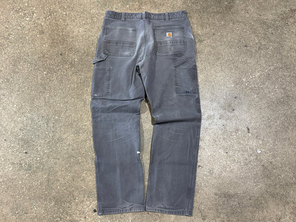 USED Distressed Carhartt Carpenter Pants - Grey Size 36x33