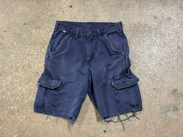 USED Distressed Carhartt Cargo Shorts - Navy Blue Size 30