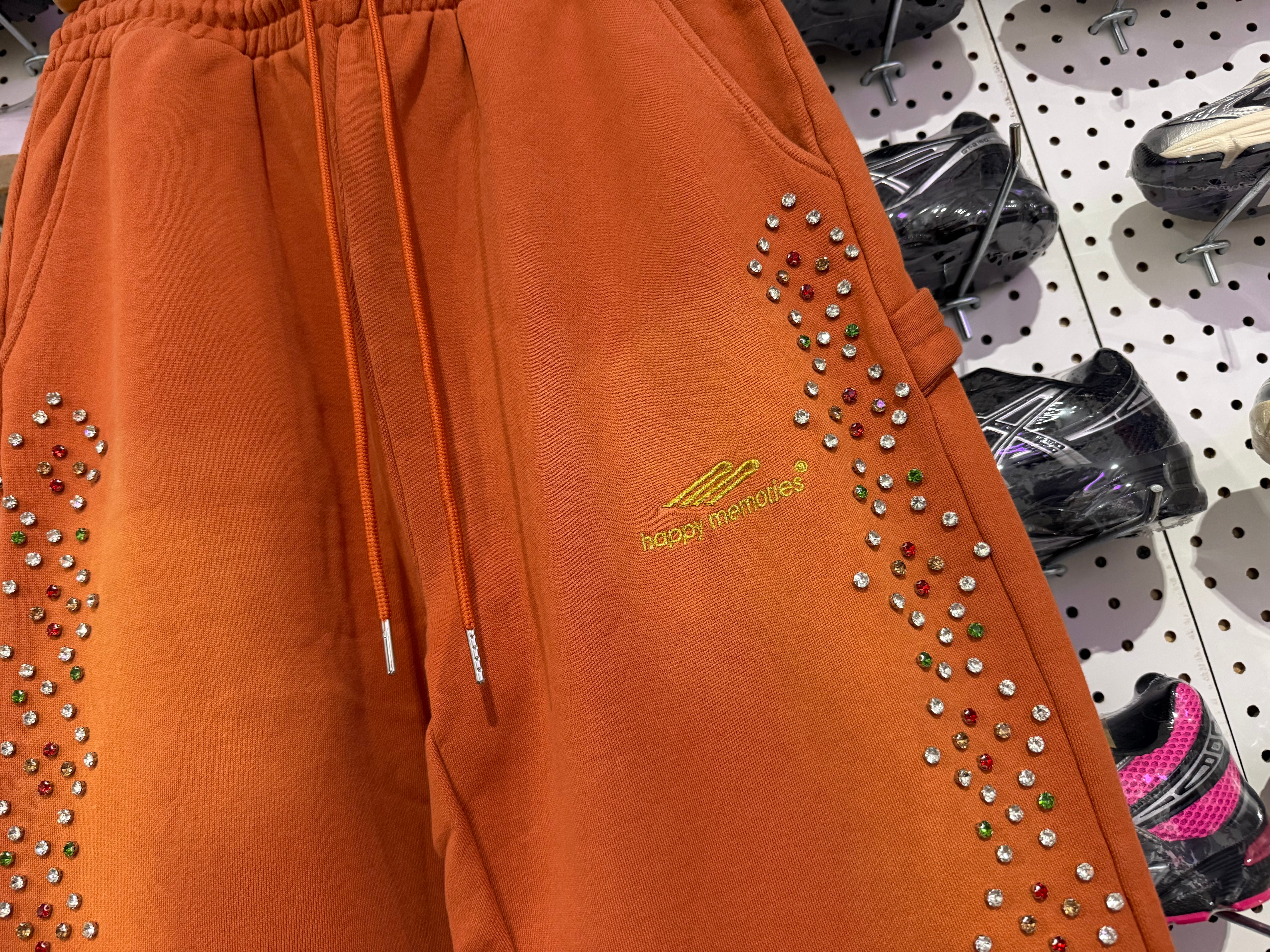 NEW HMDD Crystal Sweatpants - Orange Size Large