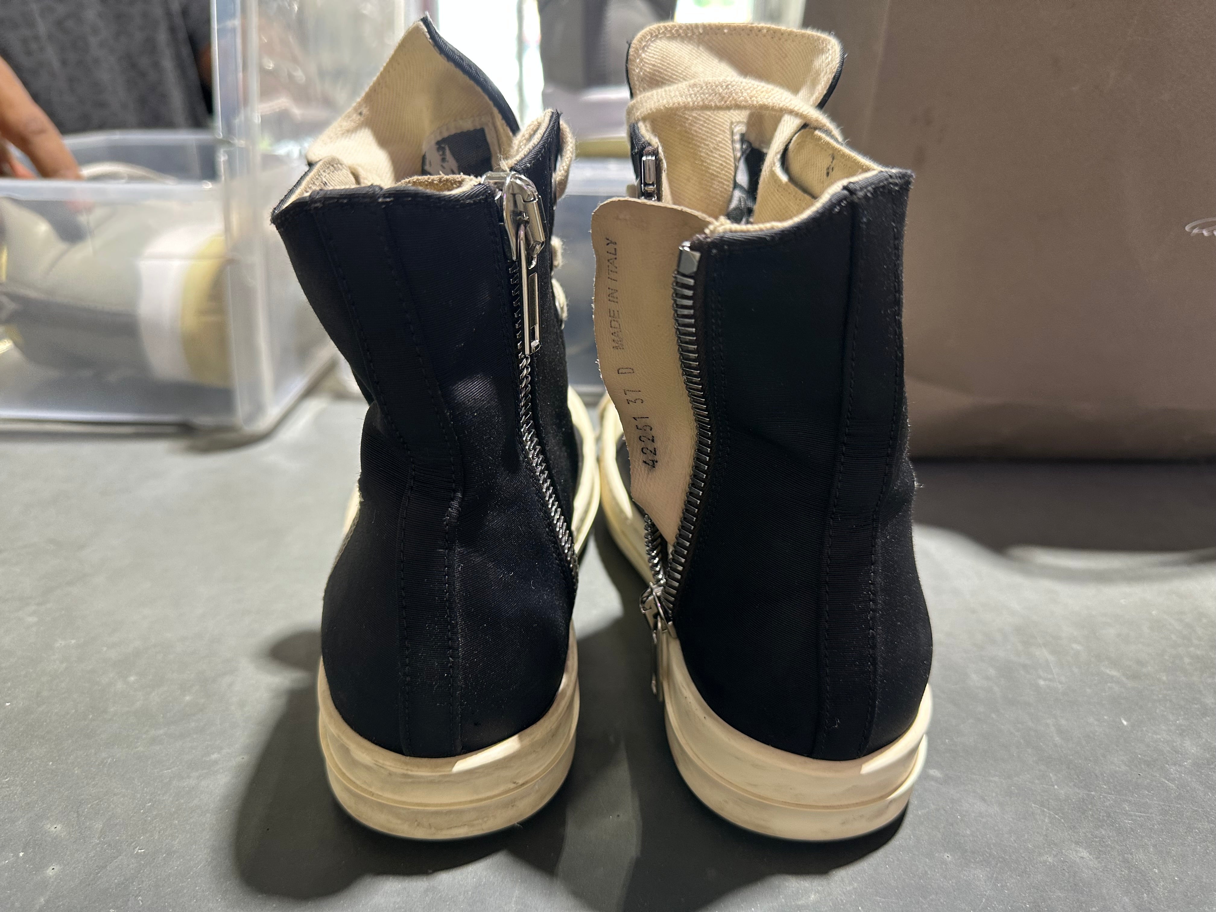Rick Owens Women's Canvas Wedge Sneakers - Black Size 7W