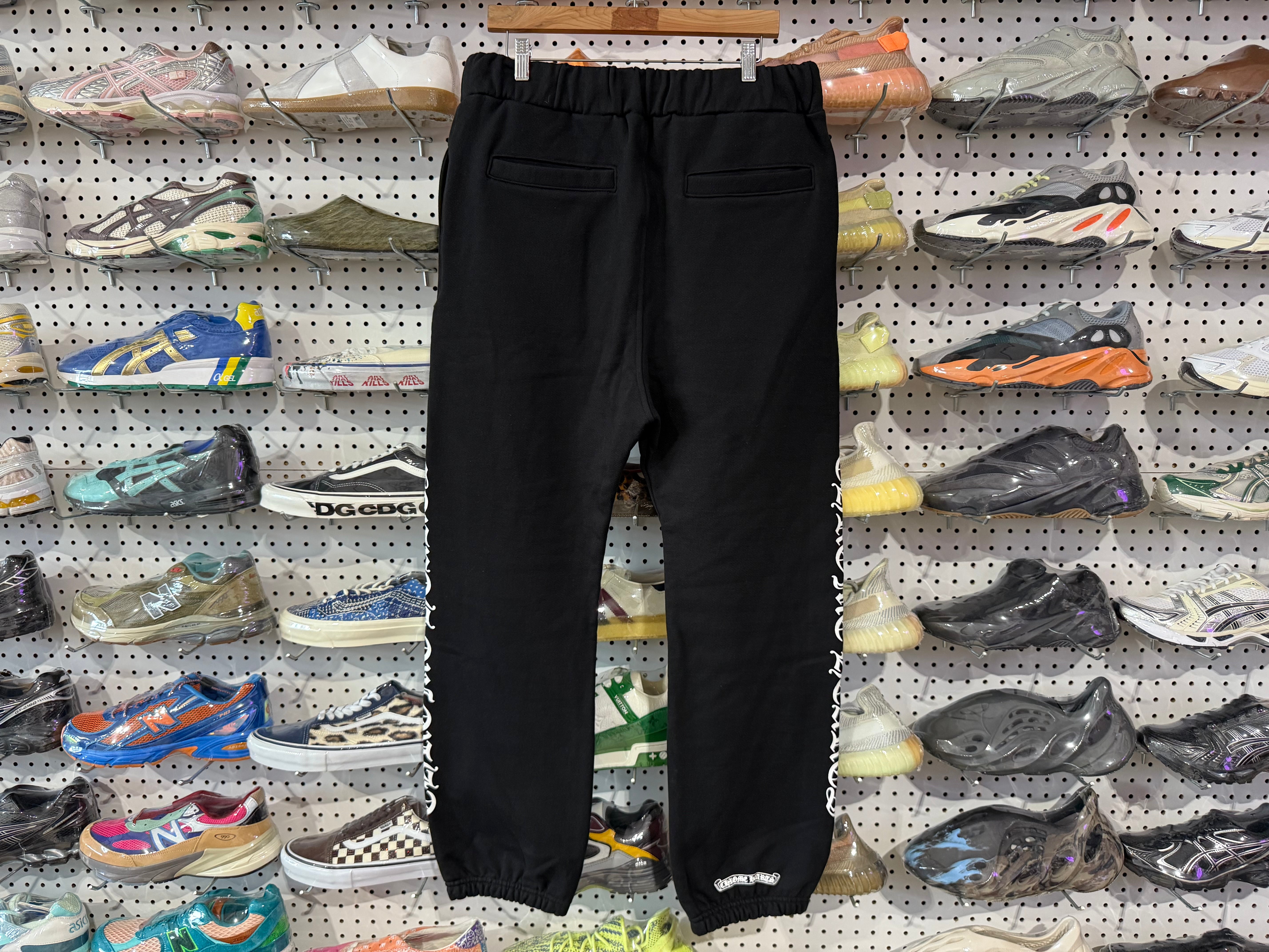 NEW Chrome Hearts Logo Sweatpants - Black Size Large