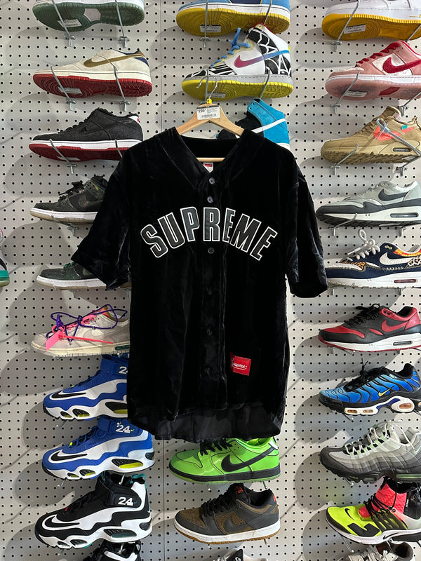 NEW Supreme Velvet Baseball Jersey - Black