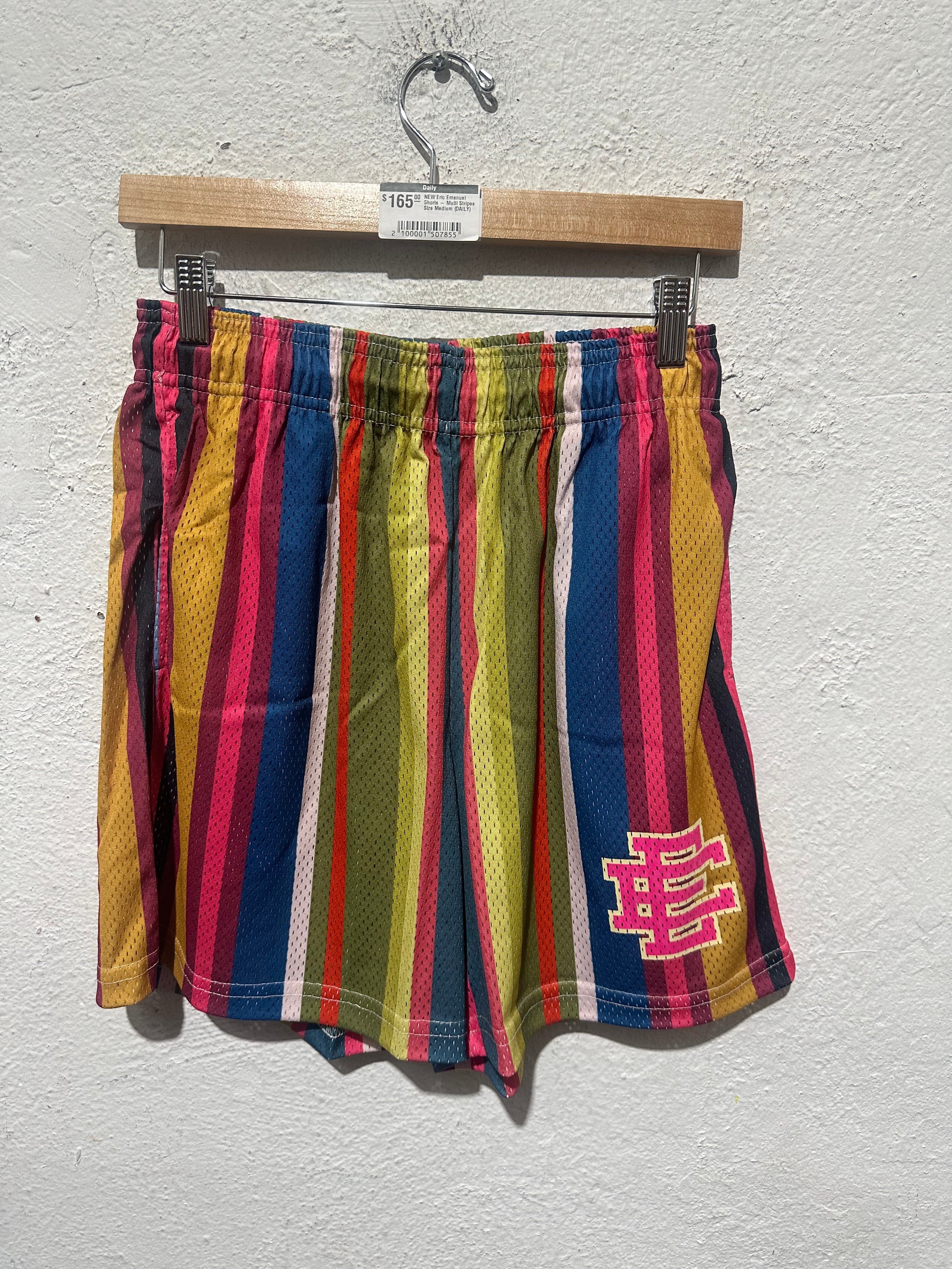 NEW Eric Emanuel Shorts - Multi Stripes Size Medium