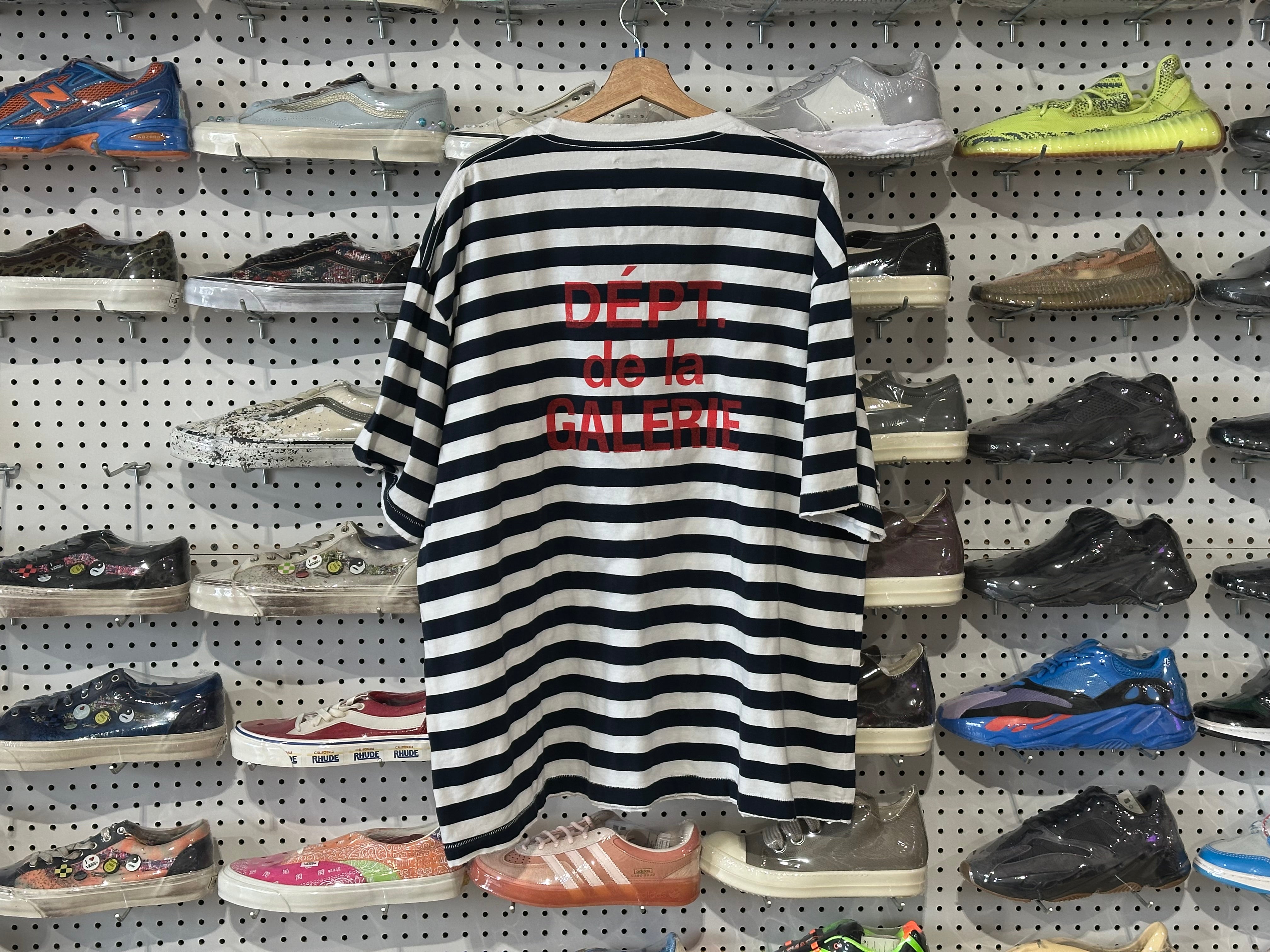 USED Gallery Department Striped French Tee - White/Navy Size XXL