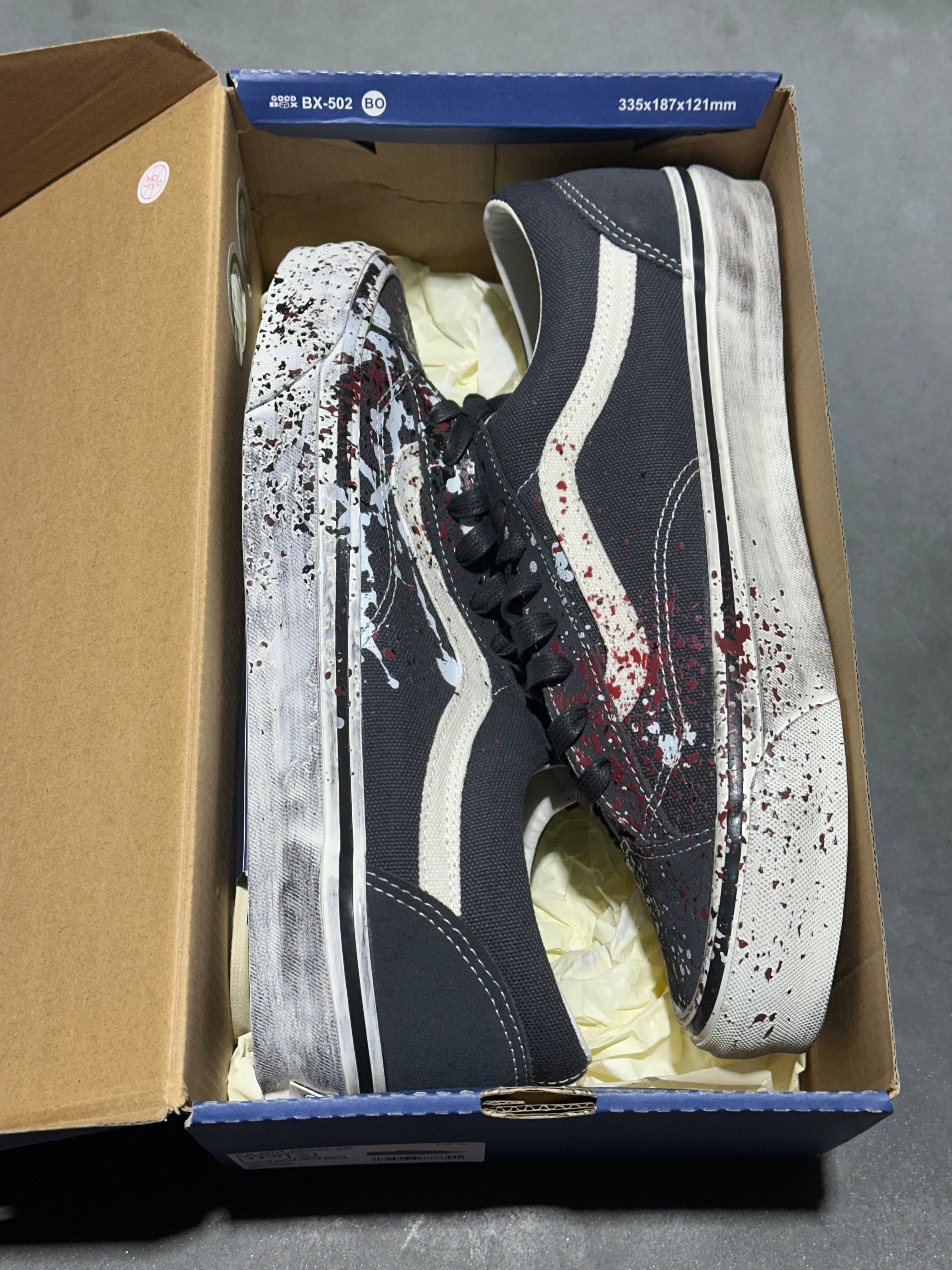 Vans Old Skool 36 - Paint Splatter Charcoal Grey Size 8