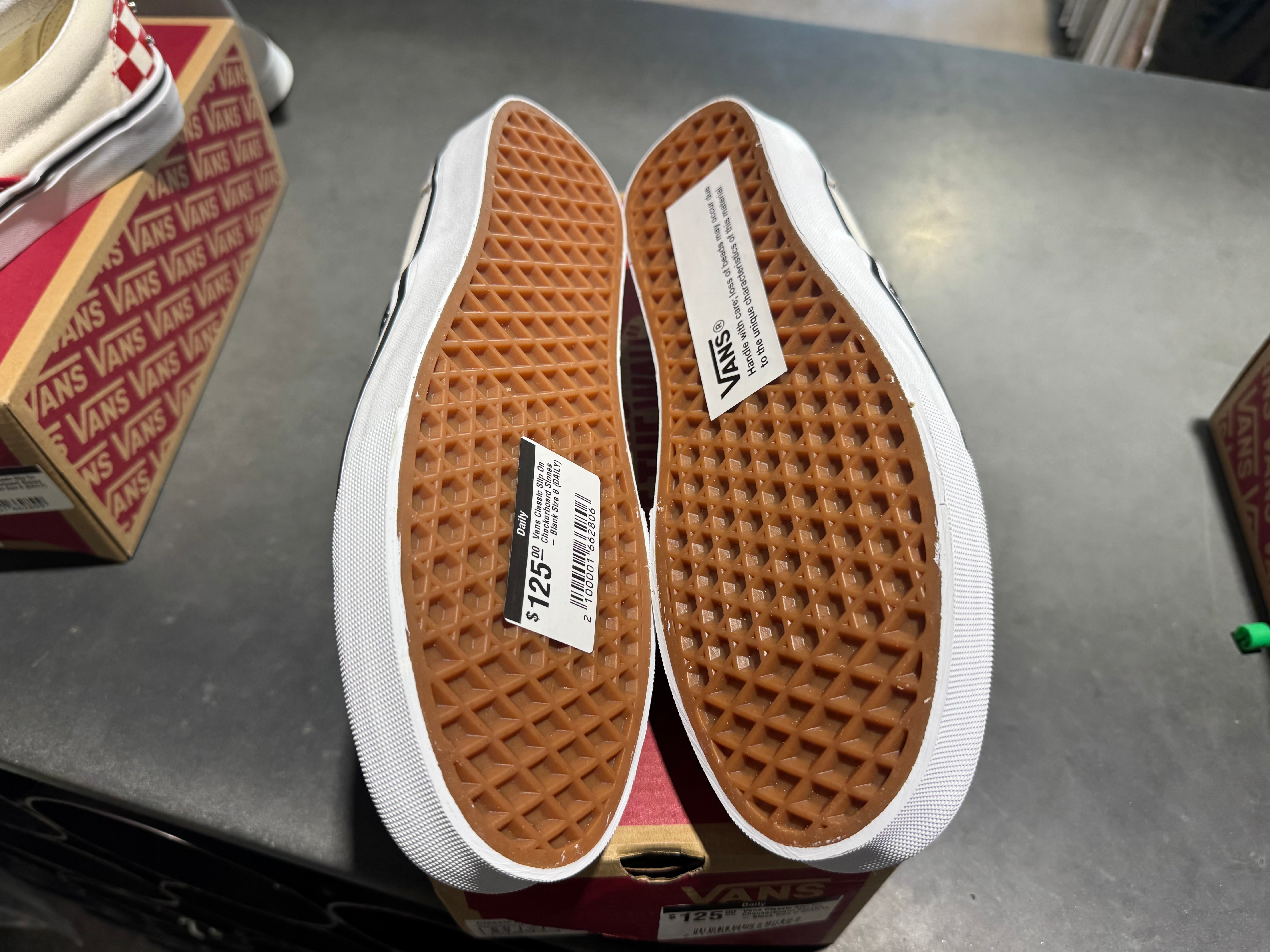 Vans Classic Slip On Checkerboard Stones - Black Size 8