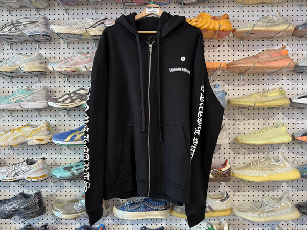 NEW Chrome Hearts Scroll Zip Up Hoodie - Black Size XL