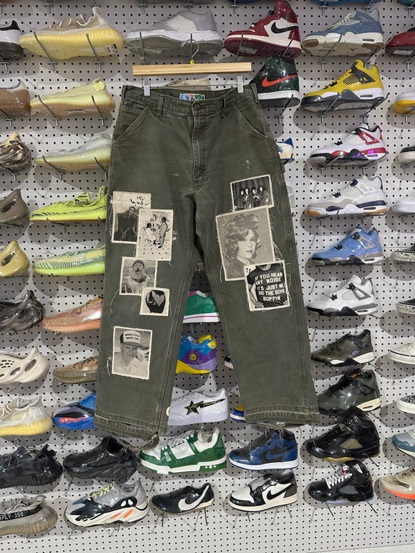 USED Better With Age x Carhartt Patch Pants - Washed Olive Size 36 x 34
