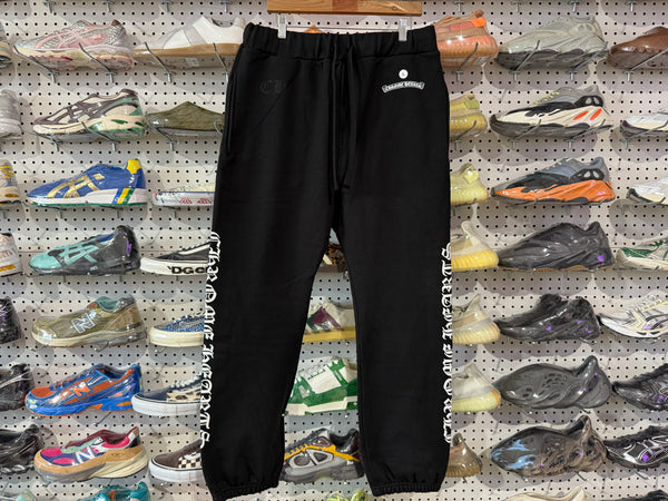 NEW Chrome Hearts Logo Sweatpants - Black Size Large